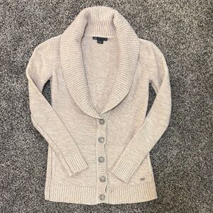 Armani Exchange Beige Cardigan with Shawl Collar